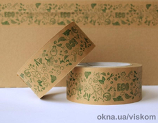 Бумажный крафт скотч с логотипом ECO 48 мм х 50 м, Viskom